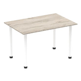 Impulse 1200mm Straight Table Grey Oak Top White Post Leg I003711 DD
